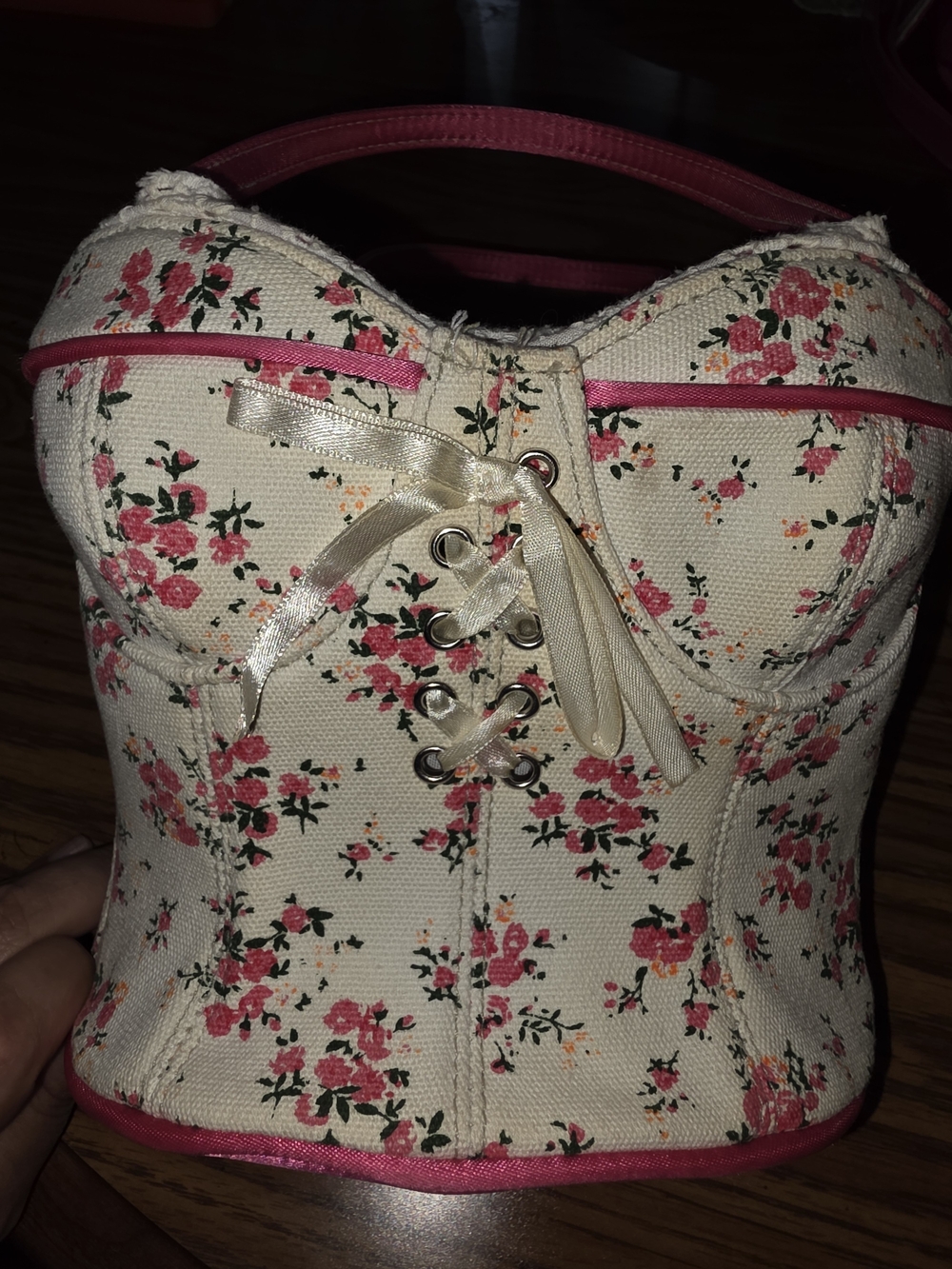 Vintage Sonoma Bustier Corset Purse Bag white Pink Girly 90s Y2K  fashion